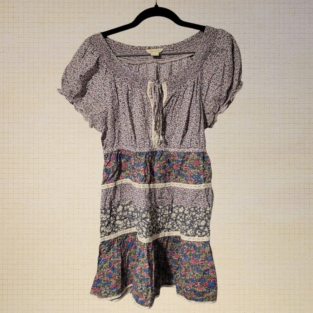 Boho Prairie Patchwork Baby Doll Blouse Monsoon Cotton Size 4 Frilly Sleeves